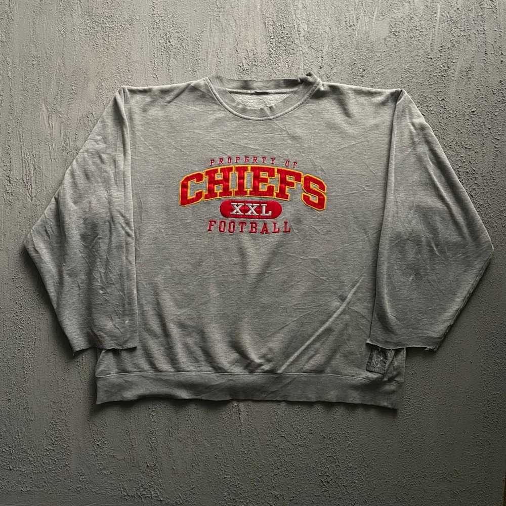 Vintage Kansas City Chiefs Football Sweatshirt Mens XXL Grey 90s NFL Classic
